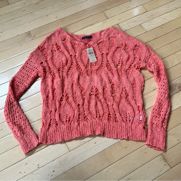 American Eagle Outfitters Pink Sweater NWT Open Loose Knit Sz Small Pretty - Picture 1 of 8